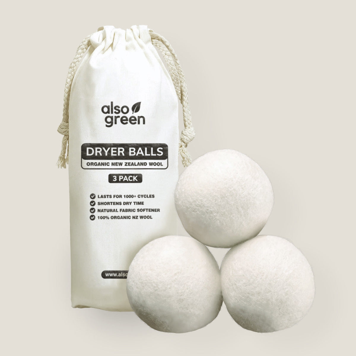 Natural wool dryer balls for a plastic-free laundry routine