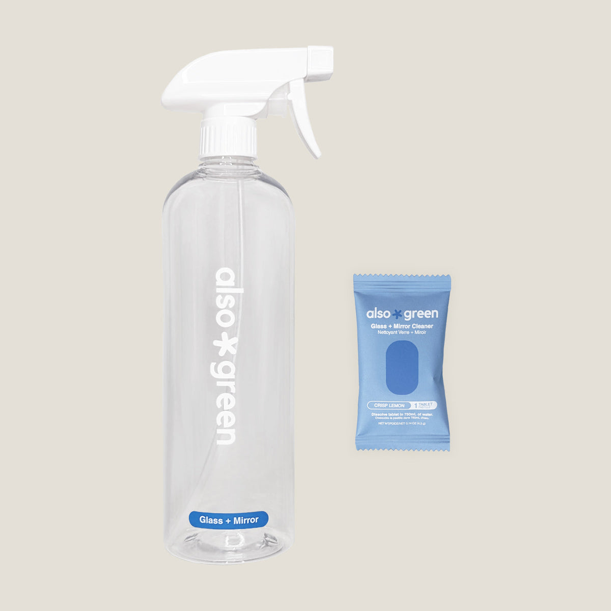 Refillable glass and mirror cleaner spray kit, a plastic-free stocking stuffer