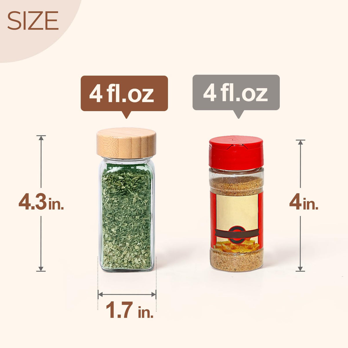Glass spice jars with bamboo lids, set of 24, photo 2