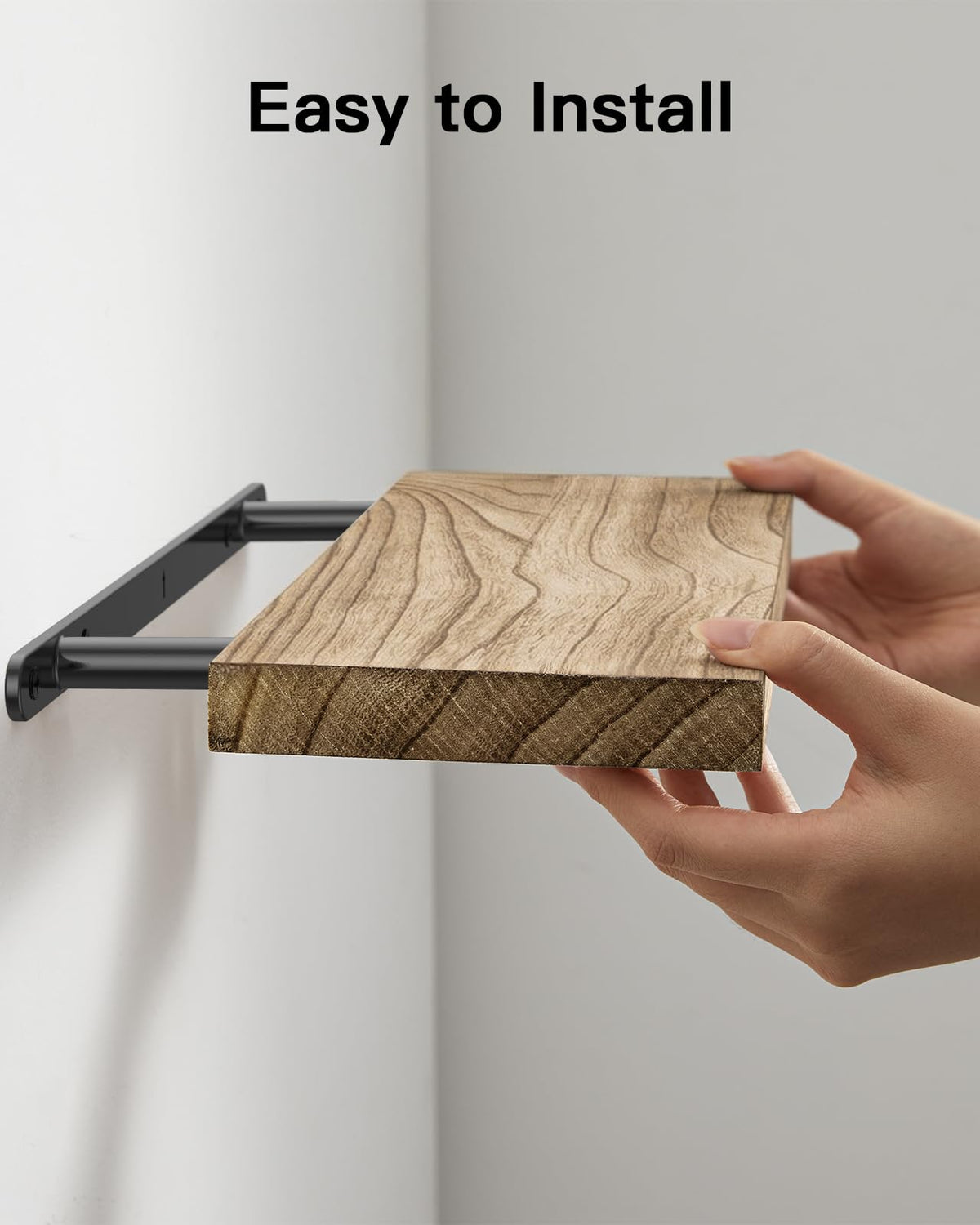 Natural wood floating shelves, set of 4, photo 5