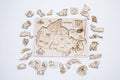 Wooden Canada map puzzle with native animal pieces