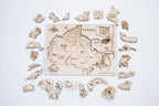 Wooden Canada map puzzle with native animal pieces