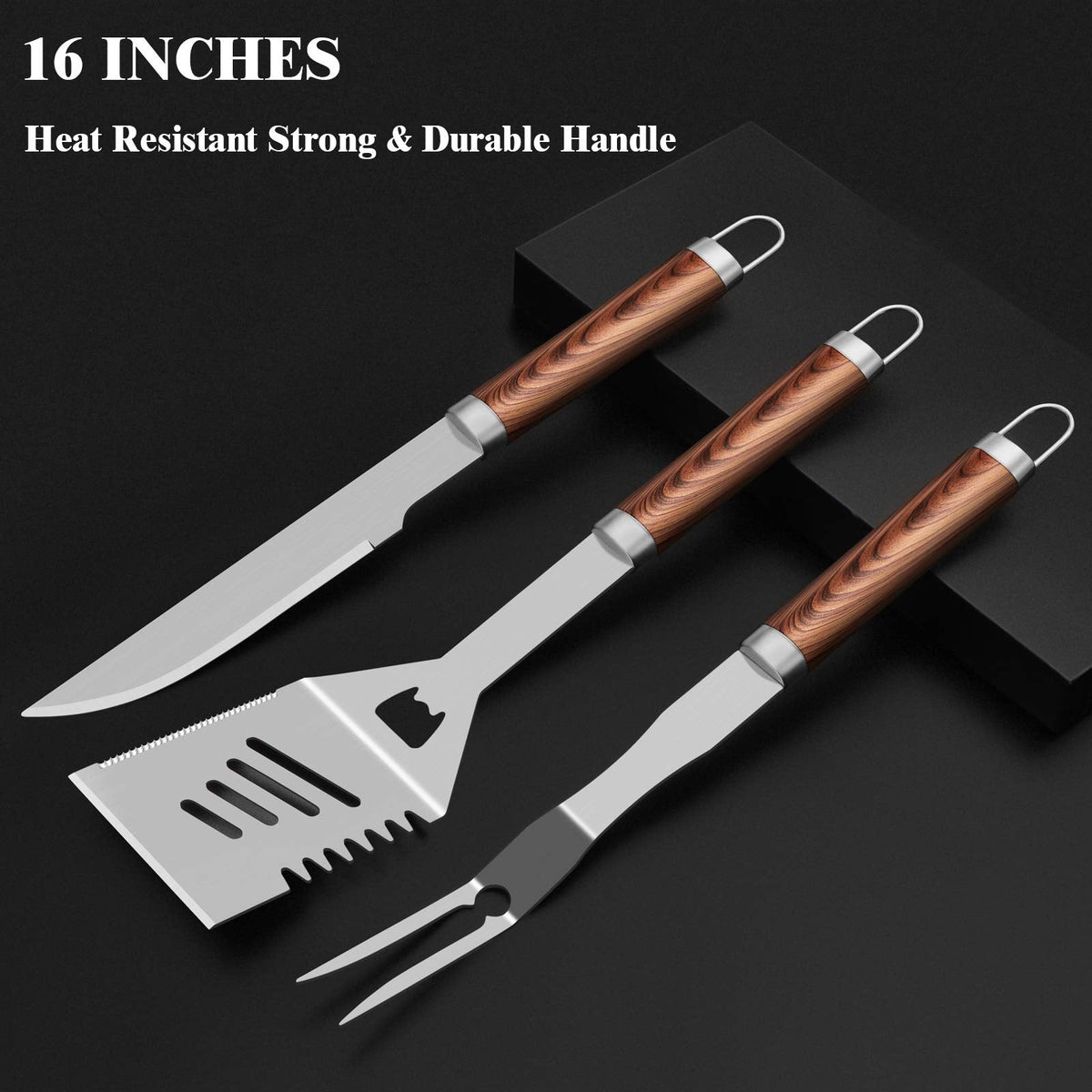 25-piece stainless steel BBQ tool set with case, photo 2
