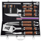 25-piece stainless steel BBQ tool set with case
