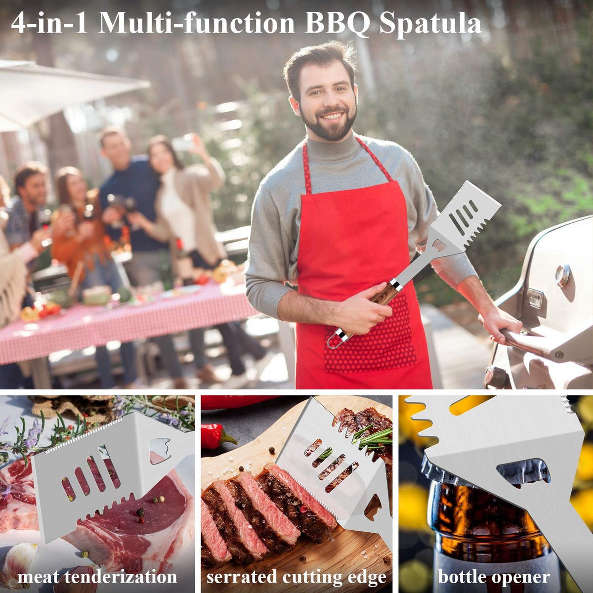 25-piece stainless steel BBQ tool set with case, photo 3