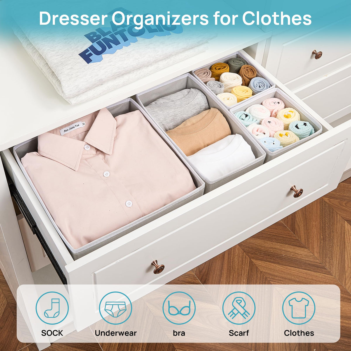 Fabric drawer organizers, set of 12, photo 4