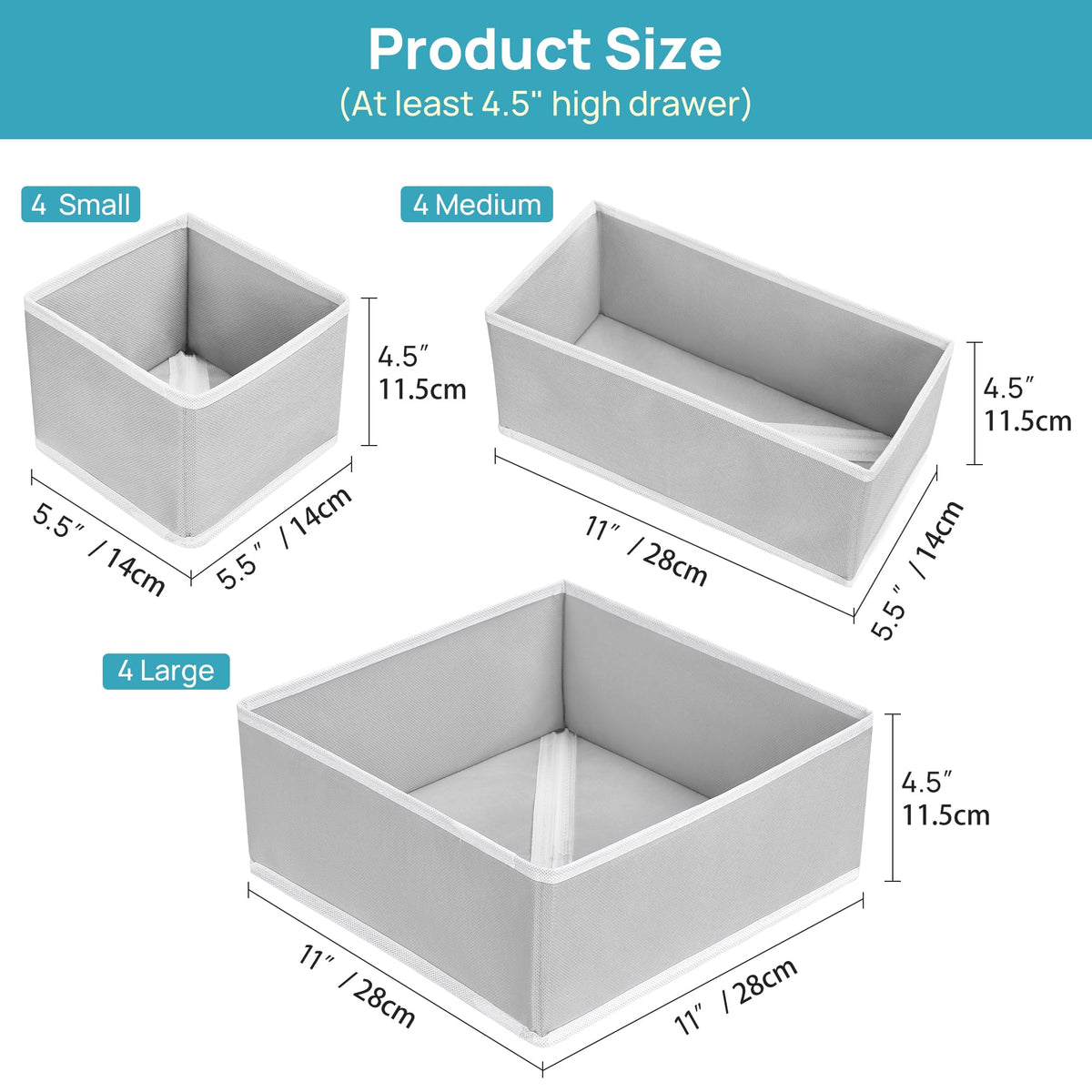 Fabric drawer organizers, set of 12, photo 2