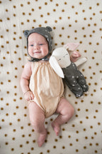 Baby bunny gift set with organic muslin swaddle and bonnet, photo 2