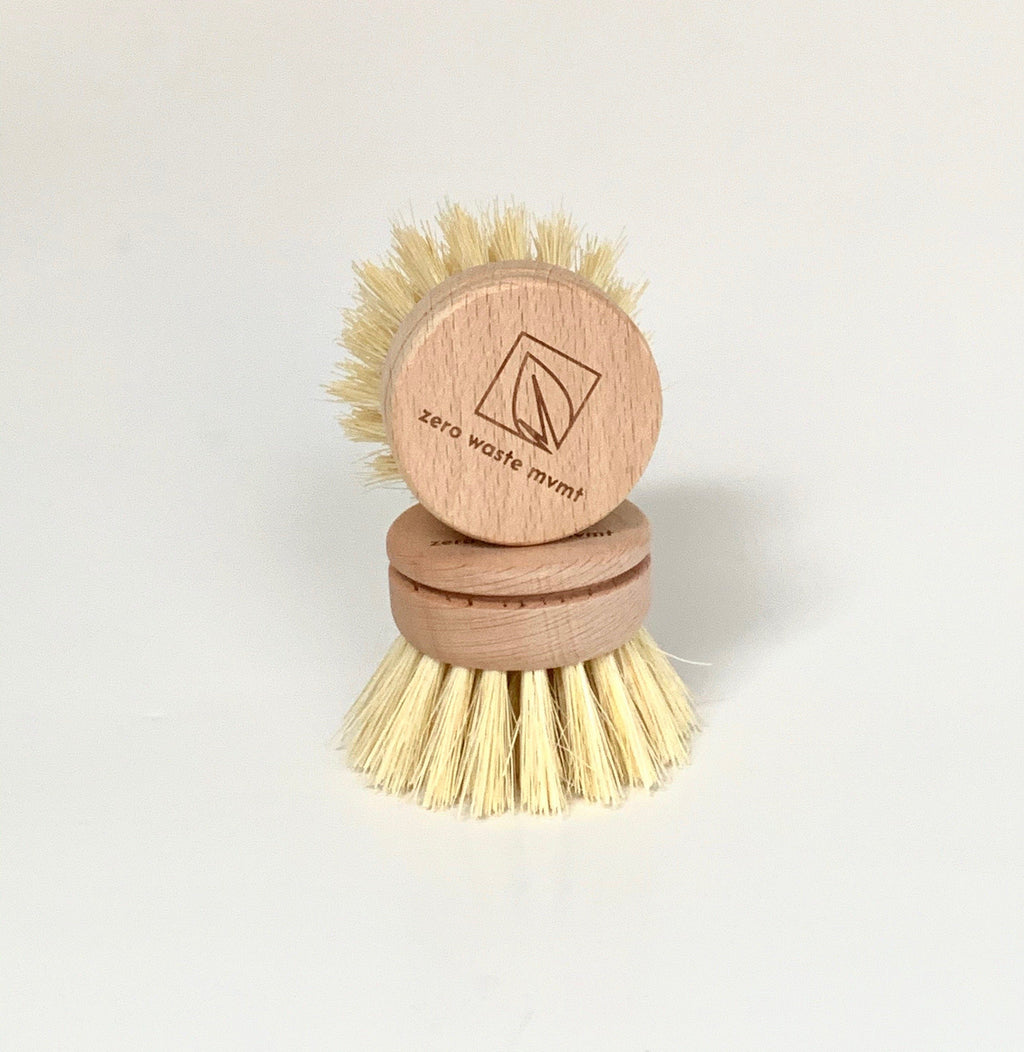 Replaceable wooden dish brush heads stacked