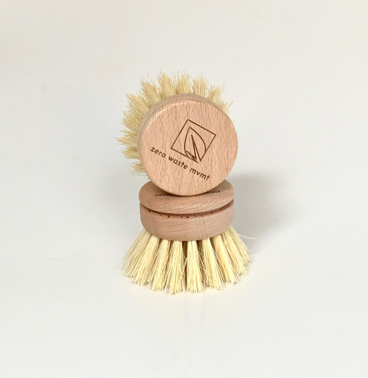 Replaceable wooden dish brush heads stacked