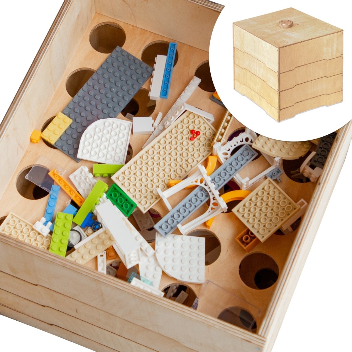 Wooden building brick sorter and storage box, photo 2