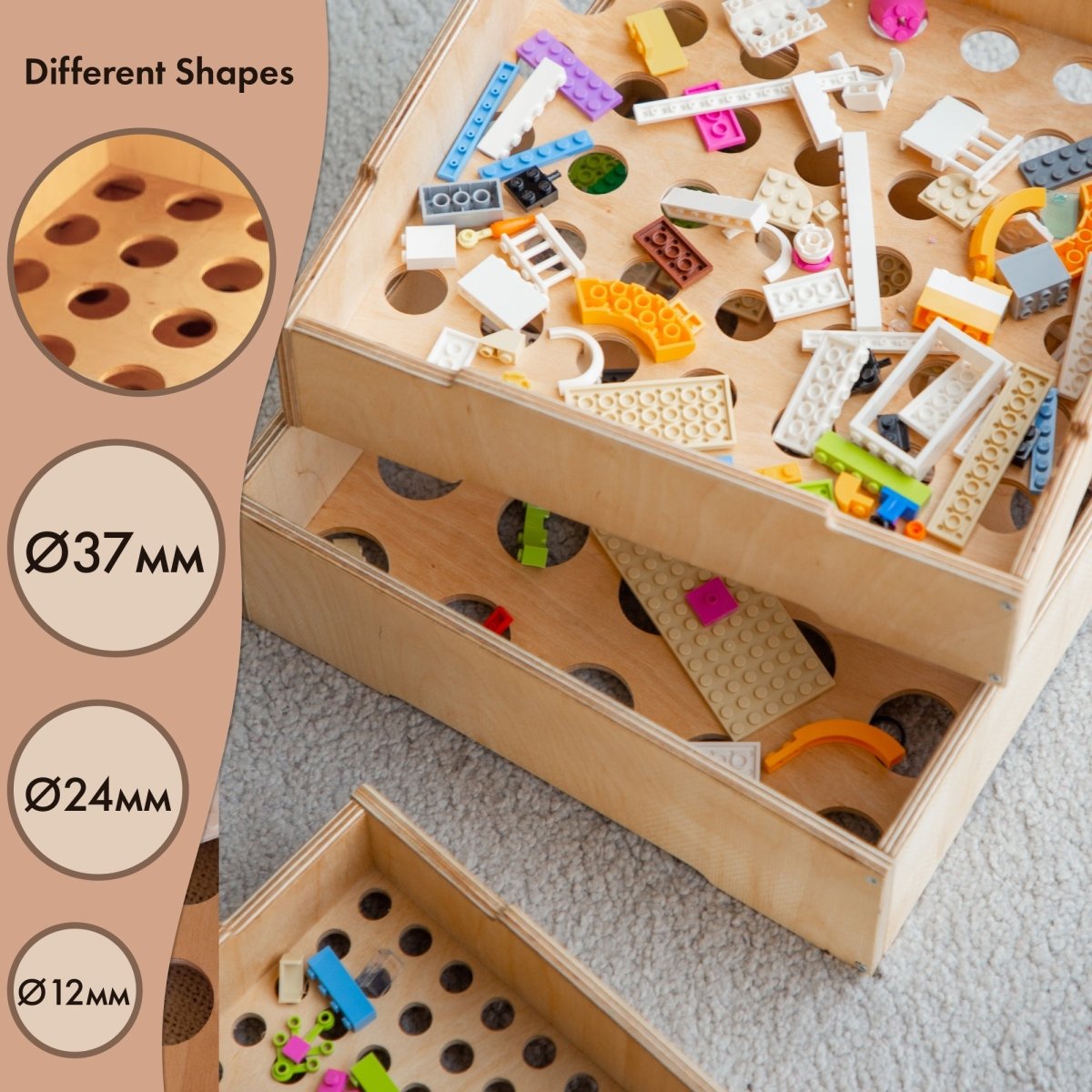 Wooden building brick sorter and storage box, photo 3